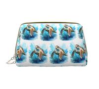 Tyrannosaurus Bad Boymakeup Bag Organizer, trousse per cosmetici da toeletta, astuccio con cerniera per pennelli (grande), Tartaruga Nell'Oceano Blu, Taglia unica