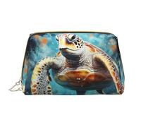 Tyrannosaurus Bad Boymakeup Bag Organizer, trousse per cosmetici da toeletta, astuccio con cerniera per pennelli (grande), Tartarughe che nuotano nel buio, Taglia unica
