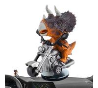 Tyrannosaurus Rex Car Ornament, Drifting T-Rex Dinosaur Decoration, Creative Dinosaur Riding Motorcycle Decor, Funny Novelty Car Interior Accessory for Dinosaur Lovers
