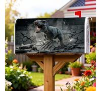 Tyrannosaurus Rex - Coperture magnetiche per cassette postali, realistiche, detriti, incrinati, nessuna copertura nera per cassetta della posta, decorazione per esterni, giardino, cortile, 53 x 64 cm