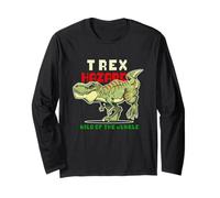 Tyrannosaurus Rex Dinosaurs Cartoon Illustration Graphic Maglia a Manica