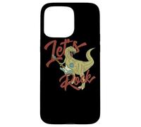 Tyrannosaurus rex facciamo rock con una chitarra rock Custodia per iPhone 15 Pro Max