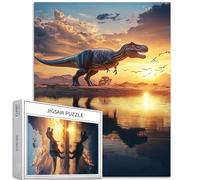 Tyrannosaurus Walking on The Lake Puzzle da 1000 pezzi per adulti Sfondo del deserto puzzle colorato fai da te per la decorazione della casa regali puzzle famiglia perfetto per serate di gioco 50 × 70