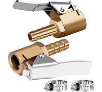 TYREE 1 / Ottone 1/4 Pollice Gonfiatore di Pneumatico di Bloccaggio ad Aria Chuck, Mini Compressore D'aria dei Pneumatici Gonfiatore Chuck ExtreMità del Tubo per Riparazione-2 Pack Tubo