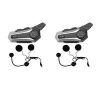 TYREE 2X Citofono Casco Moto Bluetooth Accoppiamento Universale Casco Interfono CNC Riduzione del Rumore per Mezza Casco Argento