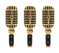 TYREE 3 x microfono professionale cablato vintage classico con microfono vocale dinamico per karaoke dal vivo (oro)