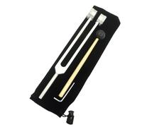 TYREE Forcella di regolazione della pulizia dell'orecchio allungata in argento da 25 cm, diapason da 128 Hz con chiave, sacchetto in tessuto e martello