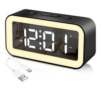 TYREE Sveglio Digitale, Orologio Elettronica a LED con Luminosità Regolabile, Sveglio 12/24 ore per Camere da Letto (nero)