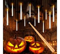 Tyreses Candele LED Decorazione Natale, 12 Floating Candles Led con Telecomando a Bacchetta Magica, Luce Calda Lampeggiante fiamma Candela Fluttuanti Elettriche Conica per Casa Chiesa Festa Halloween