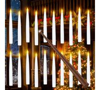 Tyreses Candele LED Senza Fiamma, 20 Floating Candles Sospese con Telecomando a Bacchetta Magica, Luce Calda Lampeggiante fiamma Candela Fluttuanti Elettriche Conica per Decorazione Halloween Natale