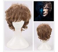 Tyrion Lannister Parrucca Cosplay Game of Thrones Giochi di ruolo Peter Dinklage Parrucca marrone per capelli ricci Parrucca + Cappellino parrucca