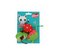 Tyrol Aimé - Giocattolo per gatti Kawaii topi frutta, gioco gatto appartamento, colorato, crepiente e divertente, con imbottitura Catnip, design attraente di fragola, kiwi e anguria, set di 3
