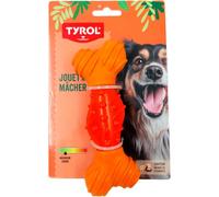 TYROL - Giocattolo cane di bambù - Giocattolo per cani - Massa i denti e le gengive - con fibra di bambù e gomma - Resistenza morbida per masticatori leggeri - Sapore burro di Cachute - 15 cm