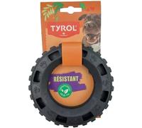 TYROL Giocattolo per cani - Pneumatici per cani - con contenitore per cani - vegetale e naturale - 15 cm - giocattolo molto robusto