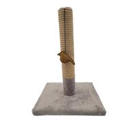 Tyrol | Tiragraffi per gatti 42 cm | Tiragraffi gatto in sisal e poliestere resistente, forma semplice con giocattolo uccello, raschietto gatto dal design moderno, colore grigio chiaro, 30 x 30 cm
