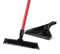 Tyroler Scopa in Gomma per Pavimenti & Paletta | Testina Girevole da 30cm | | Manico Antiruggine da 140cm | Sistema di Cattura Polvere