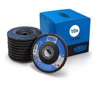 Tyrolit Disco lamellare 2 in 1, 115 mm x 22,23 mm, granulometria 40, 10 pezzi, qualità professionale, per acciaio e acciaio inossidabile, lunga durata, dischi lamellari, dischi abrasivi Basic