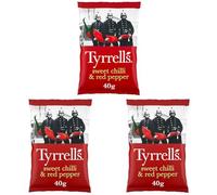 Tyrrells, Chips Sweet Chilli & Red Pepper, Patatine al Chilli e Pepe Rosso, Ideali come Snack per Merende, Aperitivi, Antipasti o Feste, Senza Coloranti, Senza Glutine e Vegane, Busta da 40 g