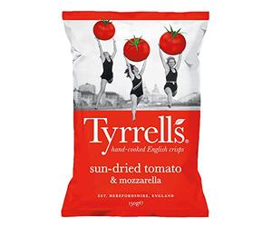 Tyrrells, Chips Tomato, Patatine al Pomodoro e Mozzarella, Ideali come Snack per Merende, Aperitivi, Antipasti o Feste, Senza Coloranti, Senza Glutine, Busta da 150 g
