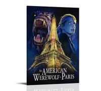 TYRWRHURWEY Poster artistico da parete su tela con stampa di un lupo mannaro americano a Parigi, decorazione artistica da parete per soggiorno e camera da letto (50 x 75 cm) con cornice