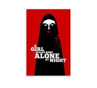 TYRWRHURWEY Stampa artistica da parete su tela con scritta "A Girl Walks Home Alone at Night", poster decorativo per soggiorno, camera da letto, 40 x 60 cm, senza cornice