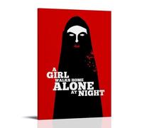 TYRWRHURWEY Stampa artistica da parete su tela con scritta in inglese "A Girl Walks Home Alone at Night", poster decorativo per soggiorno, camera da letto, 30 x 45 cm, con cornice