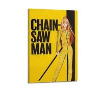 TYRWRHURWEY Stampa artistica da parete su tela, motivo: Chainsaw Man, 3 poster, decorazione artistica da parete per soggiorno, camera da letto, camera da letto, 30 x 45 cm, con cornice