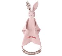 TYRY.HU Doudou Neonato Portaciuccio con Nome Coperta di Sicurezza Fatto con Tessuto Morbido per Bambino Regali per Ragazzi e Ragazze(Rosa Pallido)