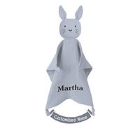 TYRY.HU Doudou Neonato Portaciuccio con Nome Coperta di Sicurezza Fatto con Tessuto Morbido per Bambino Regali per Ragazzi e Ragazze(Grigio)