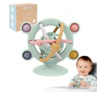 TYRY.HU Sonaglio da Dentizione per Bambini, con Ventosa e Silicone Alimentare, Gioco Sensoriale per Seggiolone, Regalo Neonato 0-12 Mesi, Gioco Attività Sviluppo Motorio