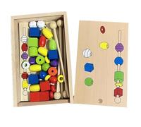 tysdyzgs Montessori Quattro Colori Perline Bastoncini, Tre corpi Sei Colori Grandi Perline di Legno cognizione sensoriale insegnamento AIDS