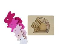 tysdyzgs Puzzle Coniglio Montessori, Puzzle Tavola Sfumata Multistrato Gioco Giocattolo Camera da Letto Soggiorno,Rabbits