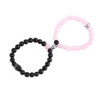 TYSM-CC 1 Paio Bracciali Magnetici Coppia in Pietra Vulcanica Naturale - Design Corona Re/Regina con Chiusura Regolabile, Gioiello Unico per Fidanzati, Anniversari o San Valentino
