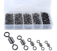 TYSM-CC 200 Pezzi Moschettoni Girelle Pesca Trota 5 Dimensioni Vortice da Pesca con Anelli Solidi Mulinello da Pesca Set Mulinello Vortice Pesca Accessori da Pesca Girella 2# 4# 6# 8# 10# 2#