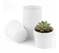 TYSM-CC 6 Mini Vasi Bianchi 7,5 x 7 cm, Vasetti in Plastica Anti-Rottura | Contenitori per Giardinaggio, per Cactus, Succulente, Fiori, Semine, Casa, Ufficio, Balcone e Spazi Esterni.