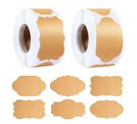 TYSM-CC Adesivi per Etichette in Carta Kraft Ecologica, 600 Pezzi Etichette Autoadesive per Organizzare Ufficio, Cucina, Conservazione Degli Alimenti, Cartelle, Bottiglie e Confezioni Regalo