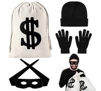 TYSM-CC Costume Completo da Ladro Professionale con Maschera, Guanti e Cintura, per Halloween, Carnevale, Giochi di Ruolo e Feste a Tema