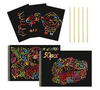 TYSM-CC Scratch Art Bambini 50 Pezzi Scratch Art Notes per Bambini Carta da Grattare Arcobaleno, Magica Scratch Paper Notes Art And Craft Sets per Bambini Regalo Bambina