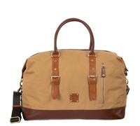 TYT Zefiro, Borsa da Viaggio Uomo in Canvas e Pelle Bovina, Borsone Weekender con Tracolla Regolabile, Base Rinforzata, 52x24x35 cm (Desert)