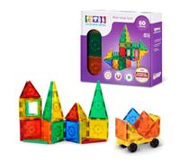TYTAN Magnetic Tiles 60 pcs Building Set Age 3+ di ZURU | Gioco STEM, Montessori e sensoriale, magneti snap-fit forti, costruisci forme 2D e 3D, sviluppa motricita
