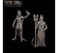 TytanTroll Miniatures Miniatura Tiefling Demone Stregone Grigio Resina 2er Set