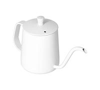 TYTOGE Bollitore per caffè a Collo di Cigno in Acciaio Inossidabile, Beccuccio Lungo e Stretto per Versare con Precisione, Antiruggine, Senza BPA, con Coperchio e Termometro, per (Bianco 600 ml)