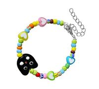 TYTOGE Bracciale con Perline, Braccialetto con Perline Versatile Ed Elegante in Vetro, Design con Cordino Elastico Fatto a Mano per il Tempo Libero Quotidiano per l'amico del Cuore (Nera)