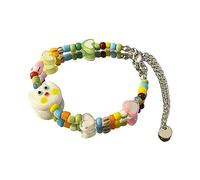 TYTOGE Bracciale con Perline, Braccialetto con Perline Versatile Ed Elegante in Vetro, Design con Cordino Elastico Fatto a Mano per il Tempo Libero Quotidiano per l'amico del Cuore (Bianca)