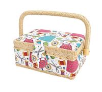 TYTOGE Cestino da Cucito, Grande Organizer Vintage con Doppio Strato di Stoccaggio e Vassoi Rimovibili, per Riporre Strumenti di Cucito, Ricamo e Lavorazione Artigianale