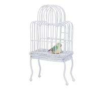 TYTOGE Gabbia per Uccelli per Casa delle Bambole in Scala 1:12, Casetta per Uccelli in Miniatura in Metallo con Porta Apribile Ed Erba Finta, per Collezioni di Mini Case delle Bambole (Bianco)