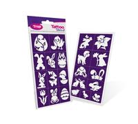 TyToo Set di stencil per tatuaggi pasquali, riutilizzabili, per bambini e adulti, design europeo, delicato sulla pelle, perfetto per feste, trucco per bambini e body painting