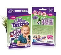 TyToo Set di tatuaggi con glitter per bambini, 27 stencil e 3 colori glitterati, delicato sulla pelle, impermeabile e dermatologicamente testato, set di trucco creativo per compleanni, feste e