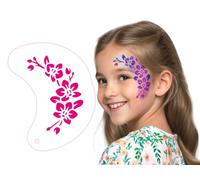 TyToo Stencil per pittura del viso per bambini, riutilizzabili e delicati sulla pelle, stencil per trucco dei bambini, carnevale, Halloween e tatuaggi con glitter (orchidea)