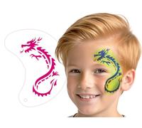 TyToo Stencil per pittura del viso per bambini, riutilizzabili e delicati sulla pelle, stencil per trucco dei bambini, carnevale, Halloween e tatuaggi glitterati (dragoni)